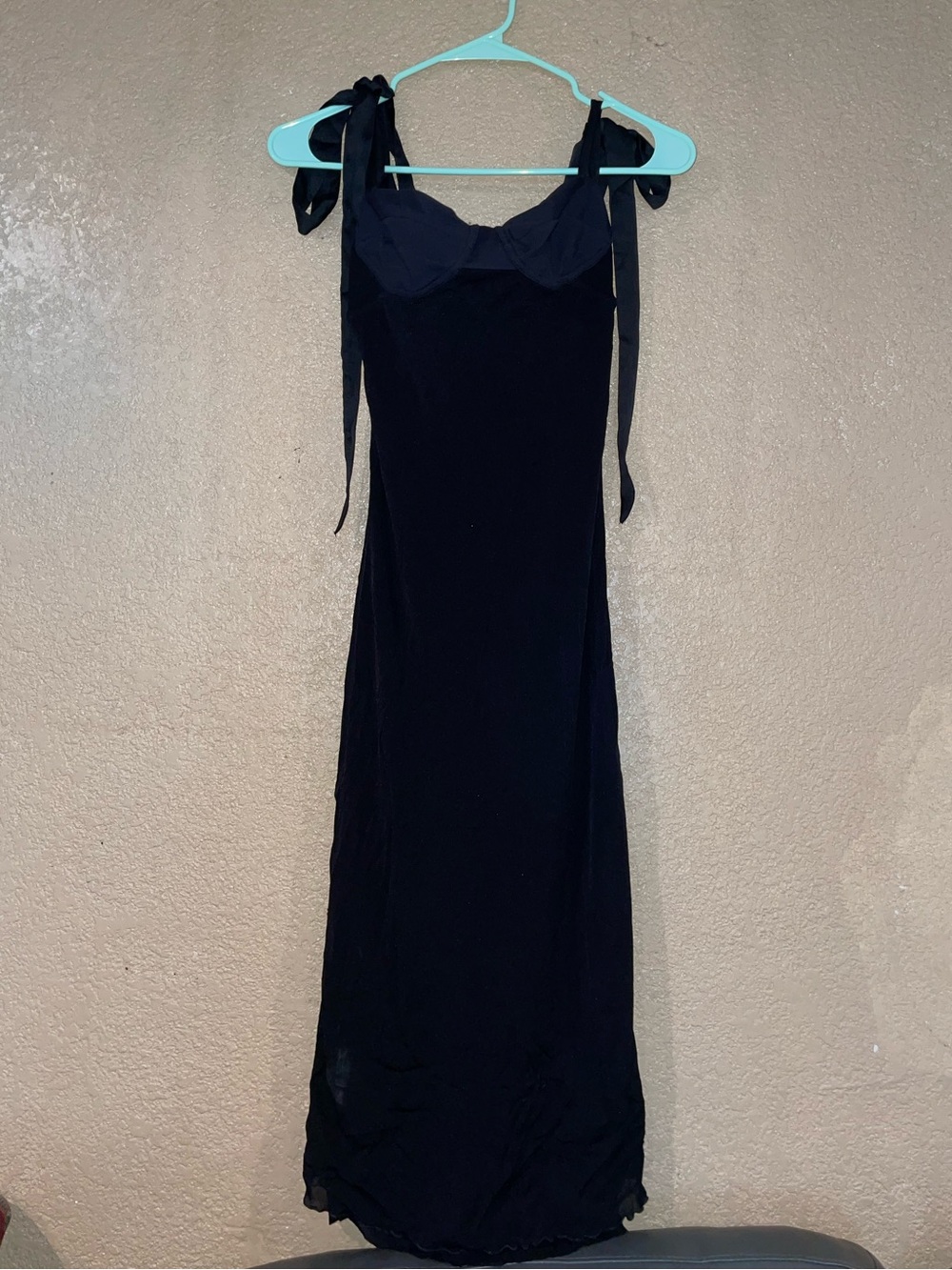 Tie-Shoulder Black Maxi Dress